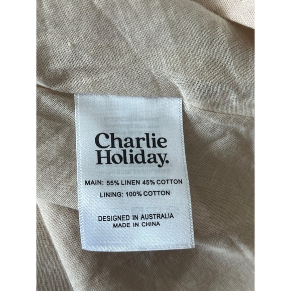 Charlie Holiday Sonny Tie Front Women's Mini Dress Oat Size Medium, NWT - Picture 11 of 11